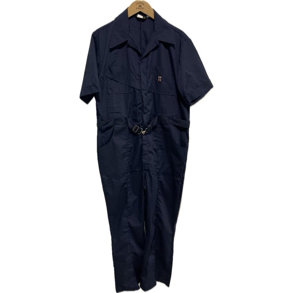 Sears Work Leisure Navy Blue Coveralls Jumpsuit 42R L Mechanic Uniform Zip